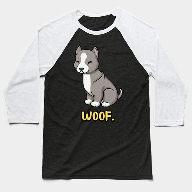 Chibi Kawaii Pitbull Dog Baseball T-Shirt by FoxyReign